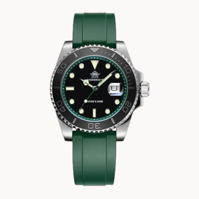 ADDIESDIVE Reloj Cuarzo para Hombre 200 m, resistente al agua, con banda de goma luminosa para hombre, color negro y ver