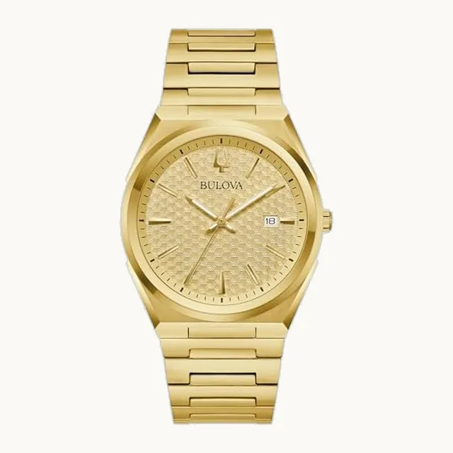 Mens Dress Classic Quartz Two Tone Stainless Steel Watch, Patterned Dial, 39mm