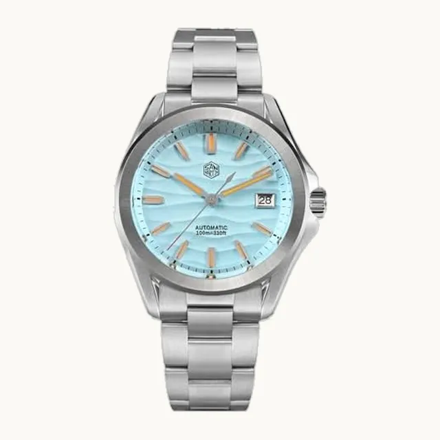 NIADI San Martin SN0129 - Reloj de vestir para hombre, color naranja NH35, automático, mecánico de negocios, resistente