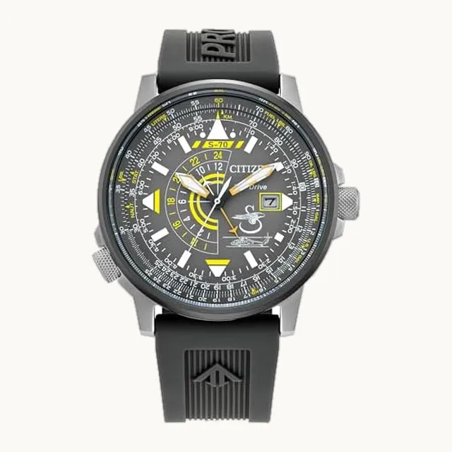 Eco-Drive Promaster Eco Nighthawk - Reloj para hombre, acero inoxidable, correa de poliuretano negro, esfera gri