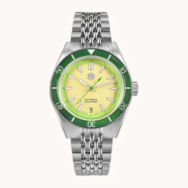 NIADI San Martin SN0116 - Reloj mecánico automático NH35 con efecto envejecido, reloj impermeable