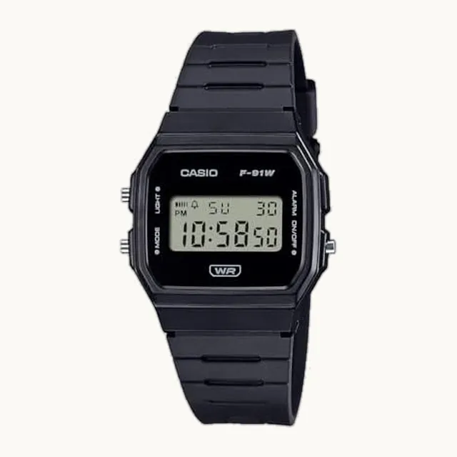 F91W Series | Digital Watch | Water Resistant | LED Light | 1/100 SEC Stopwatch | Regular Time Keeping (HR, Min, S