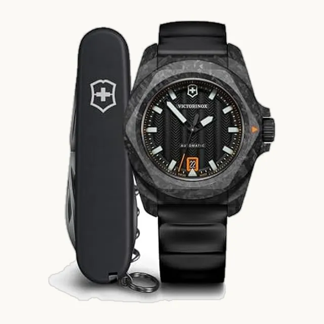 Reloj I.N.O.X. Carbón Automático Para Caballero, Correa de Caucho, Negro, 41 mm