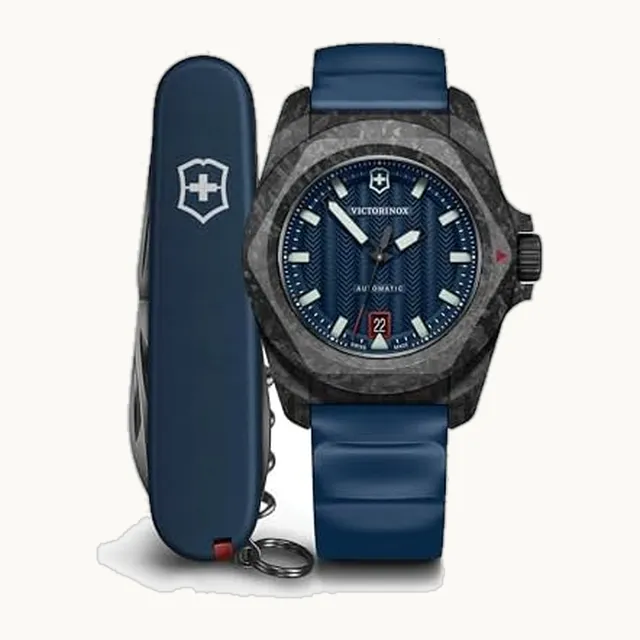 Reloj I.N.O.X. Carbón Automático Para Caballero, Correa de Caucho, Azul, 41 mm