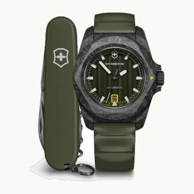 Reloj I.N.O.X. Carbón Automático Para Caballero, Correa de Caucho, Verde, 41 mm