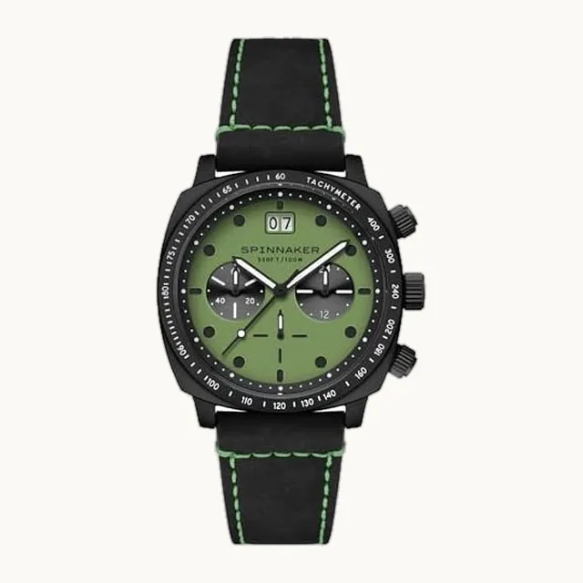 Reloj de pulsera para hombre Hal Cronógrafo SP-5068-0A, color marrón [importación paralela], Verde fluorescent