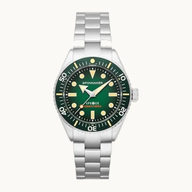 Reloj automático SP-5097-44 para hombre, color plateado, Verde fluorescente, NOTA, Tipo de pulsera