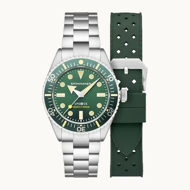 Spinniker - Reloj automático SP-5097-88 para hombre, color plateado [importación paralela], Verde fluorescente