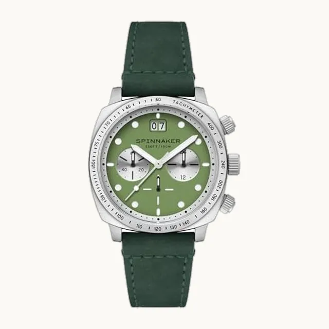 Reloj de pulsera para hombre Hal Cronógrafo SP-5068-09, color marrón [importación paralela], Verde fluorescent
