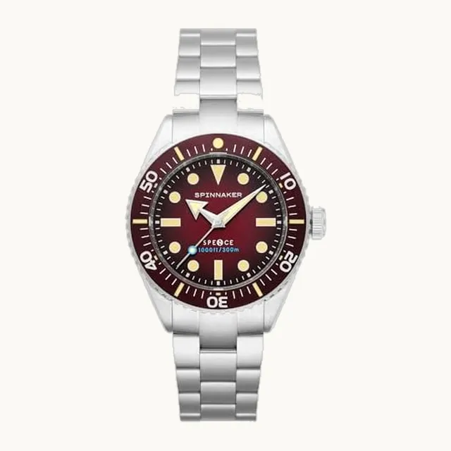 Reloj automático SP-5097-55 para hombre, color plateado [importación paralela], Rojo y negro, Tipo de pulsera