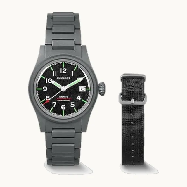 Reloj de campo automático de titanio para hombre, reloj militar de 38 mm, función de fecha, 100 m, resistente