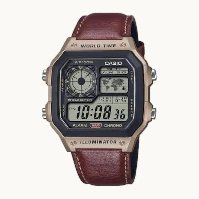 Reloj AE-1200WHL-5AVEF, marrón, Correa