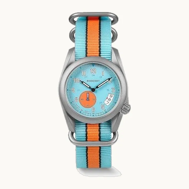 Reloj de campo de titanio para hombre, 38 mm, movimiento de cuarzo suizo, reloj militar, función de fecha, 100