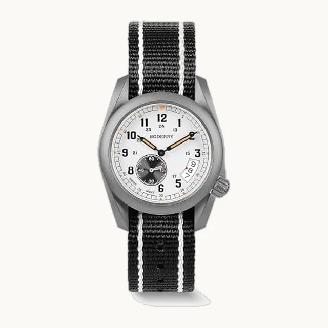 Reloj de campo de titanio para hombre, 38 mm, movimiento de cuarzo suizo, reloj militar, función de fecha, 100