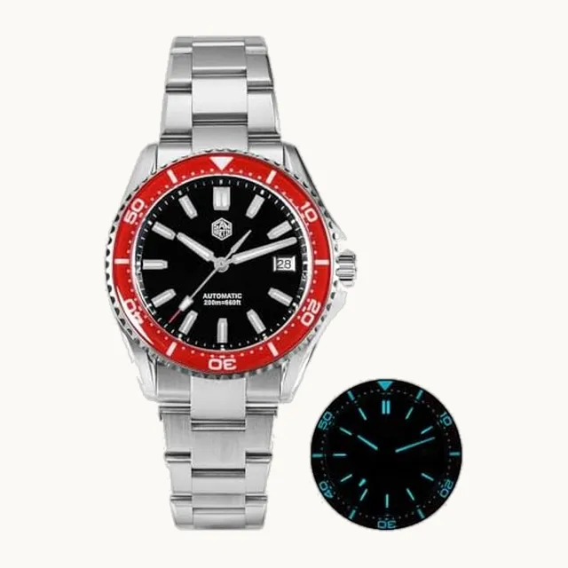 FTEOXLC San Martin NH35 Reloj de buceo automático mecánico de acero inoxidable con esfera esmaltada