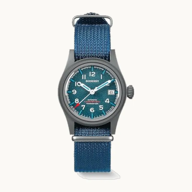 Reloj de campo automático de titanio para hombre, reloj militar de 38 mm, función de fecha, 100 m, resistente