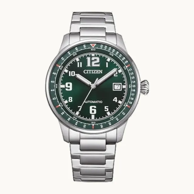NJ0190 - Reloj automático para hombre con correa de eslabones de acero inoxidable y fecha en diferentes variante