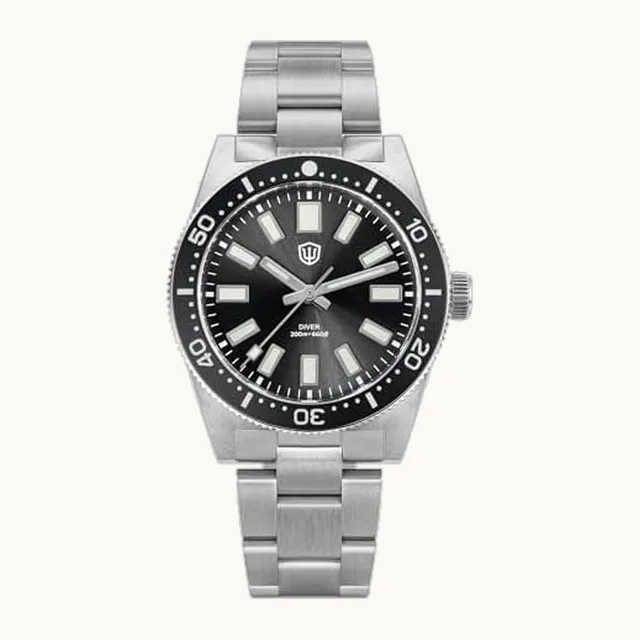 VH31 - Reloj de cuarzo WD1965 62MAS Reloj de buceo de 38 mm con cúpula de vidrio de zafiro de lujo, 200 m, re