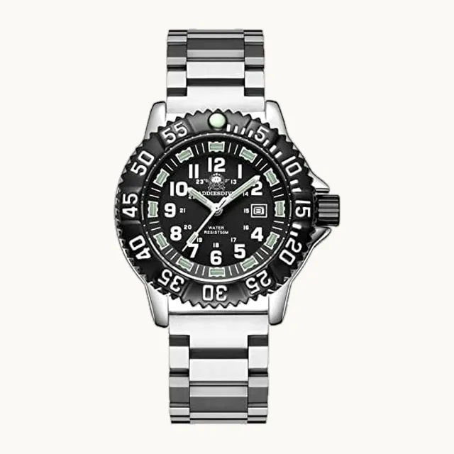 ADDIESDIVE - Reloj analógico de cuarzo para hombre, con bisel giratorio militar, aleación de 50 m, impermeable, luminoso