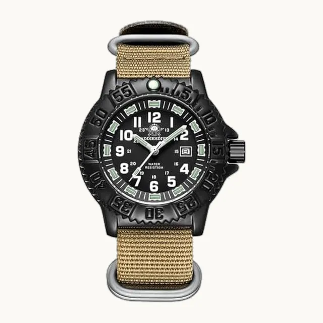 ADDIESDIVE - Reloj analógico de cuarzo para hombre, con bisel giratorio militar, aleación de 50 m, impermeable, luminoso
