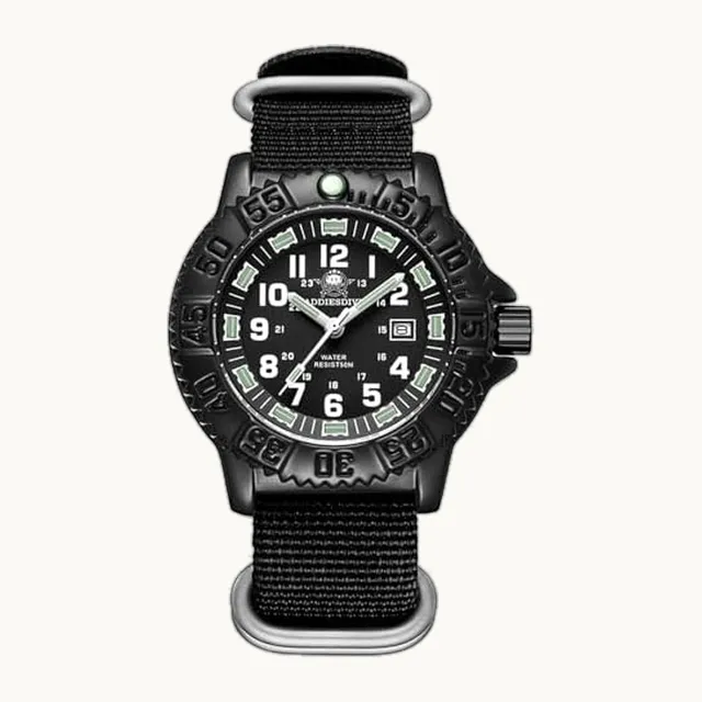 ADDIESDIVE - Reloj analógico de cuarzo para hombre, con bisel giratorio militar, aleación de 50 m, impermeable, luminoso