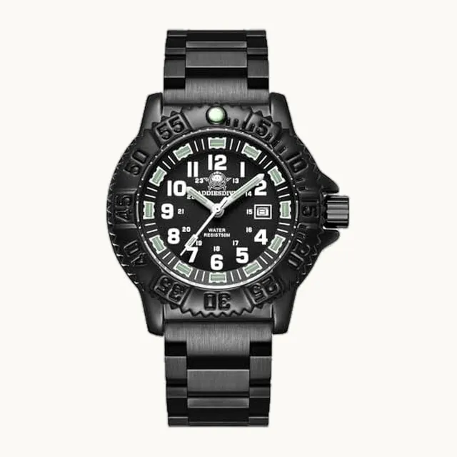 ADDIESDIVE - Reloj analógico de cuarzo para hombre, con bisel giratorio militar, aleación de 50 m, impermeable, luminoso