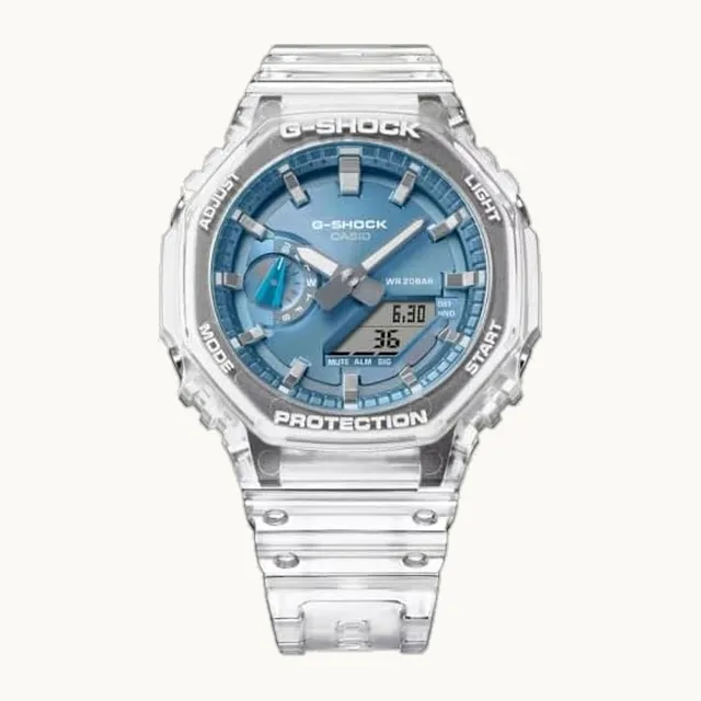 GA2100BM-7A2 - Reloj analógico digital de resina translúcida con esfera azul cielo