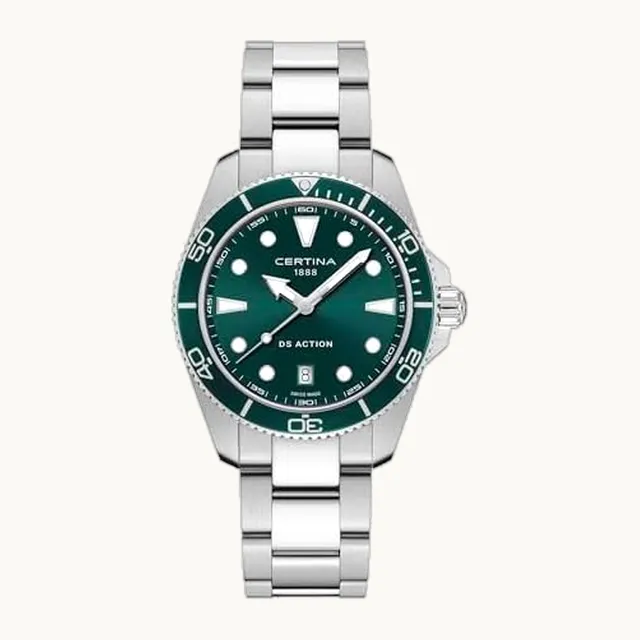 Certina, Hombre, DS Action Gent, 40 mm, acero, cuarzo, precidrive, reloj, verde, acero, C0484101109100, Verde, R
