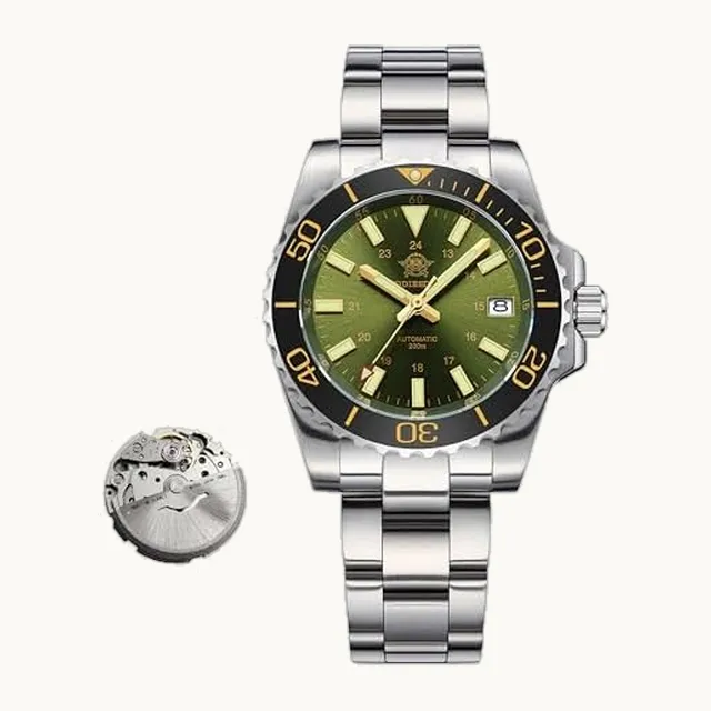 ADDIESDIVE - Reloj automático de buceo para hombre, movimiento mecánico 8215, esfera cepillada de 200 m, resistente al a