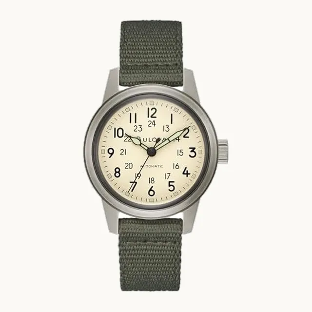 Military Hack - Reloj automático de acero inoxidable con revestimiento de PVD negro y correa de nailon verde, col