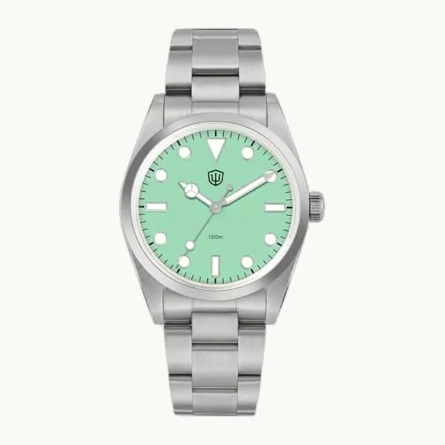WD1016 VH31 Quarzuhr Herrenuhr, 37 mm Zifferblatt, Edelstahl-Armbanduhr, Leuchtend, Wasserdicht Bis 100 m