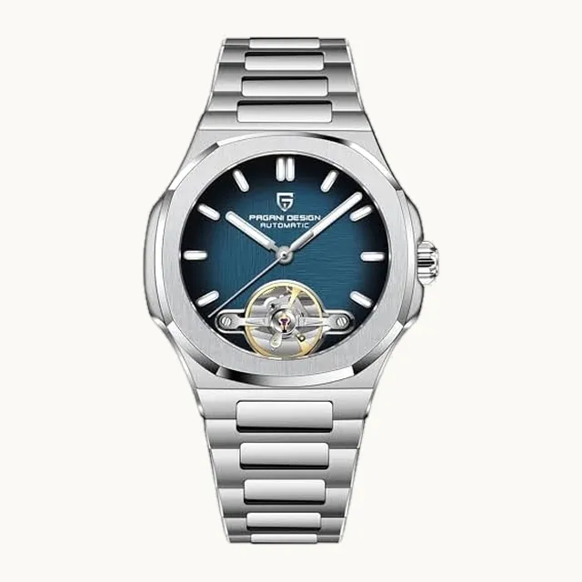 RollsTimi Pagani YS025 Reloj mecánico automático para hombre: esfera esquelética, movimiento E3251, vidrio de zafiro, re