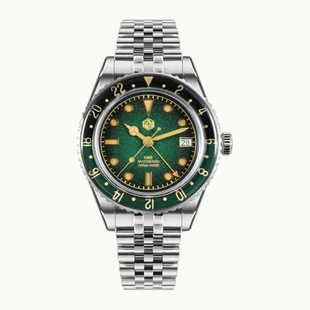 FTEOXLC San Martin NH34 GMT - Reloj deportivo para hombre, esfera sándwich, 40 mm, bisel bidireccional de zafiro, reloj