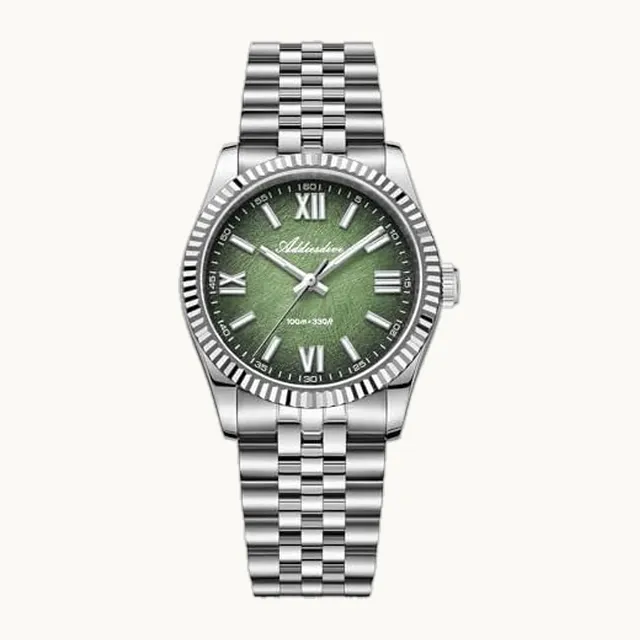 ADDIESDIVE - Relojes de lujo de 10,6 mm para hombres y mujeres, números romanos sintéticos, zafiro, barrido, segundo bis