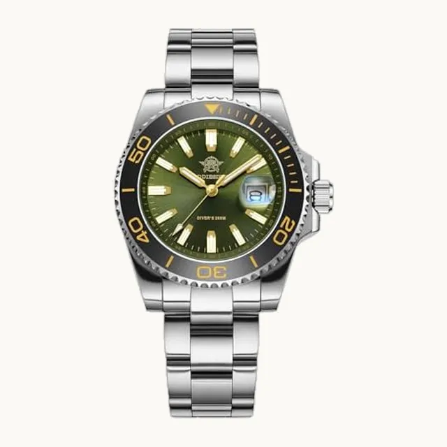 ADDIESDIVE - Reloj de buceo para hombre, de 200 m, resistente al agua, luminoso, bisel de cerámica, cuarzo, analógico, c