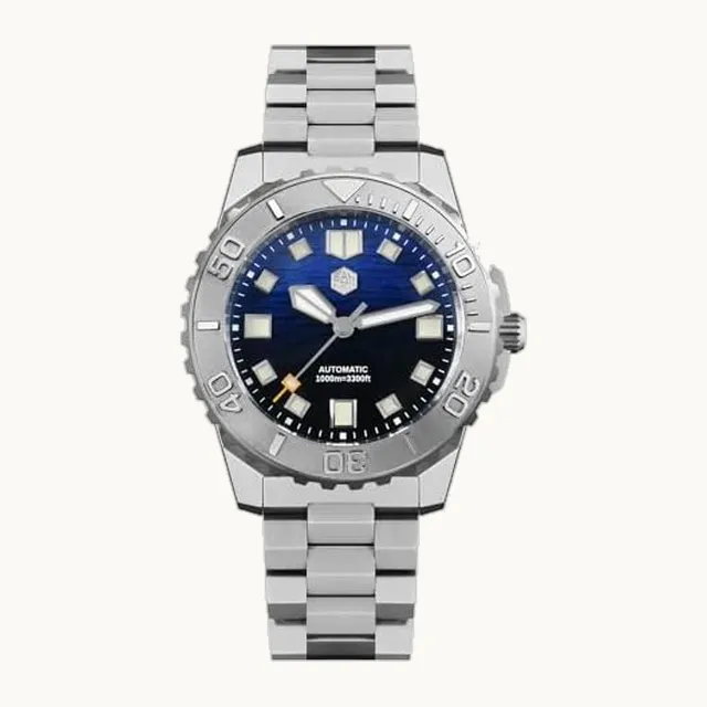 FTEOXLC San Martin - Reloj mecánico automático NH35 de 1000 m resistente al agua de 43 mm para hombre, esfera de textura