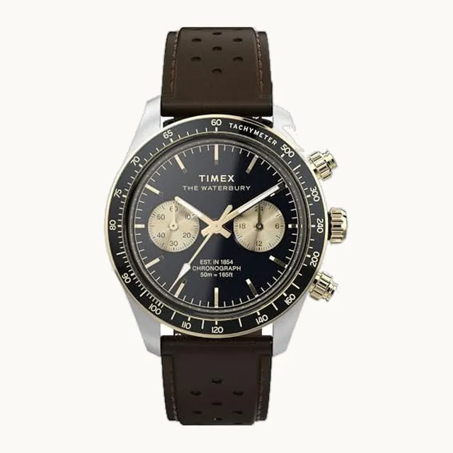 Waterbury Heritage - Reloj para hombre de 39 mm, café/Acero Inoxidable/Negro