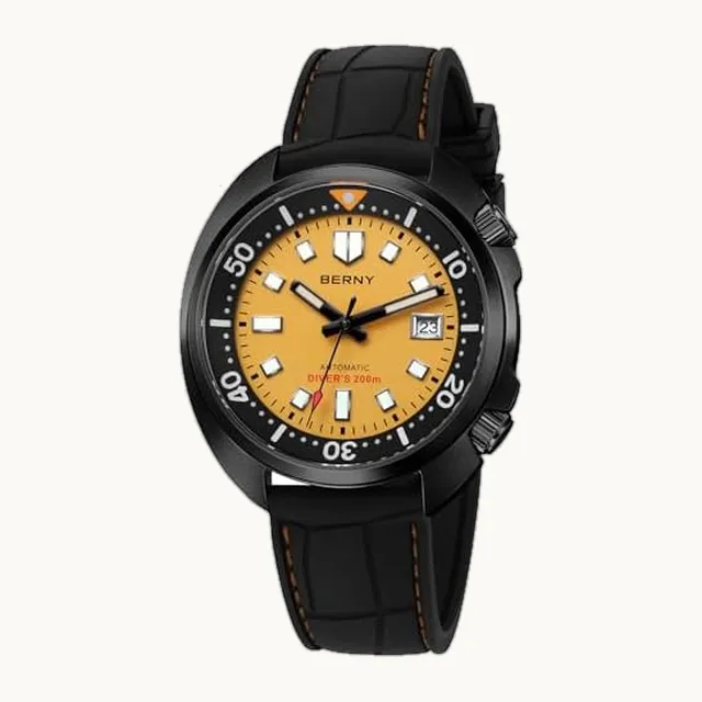 Reloj automático para hombre de 200 m, impermeable, reloj de pulsera mecánico analógico con revestimiento AR sup