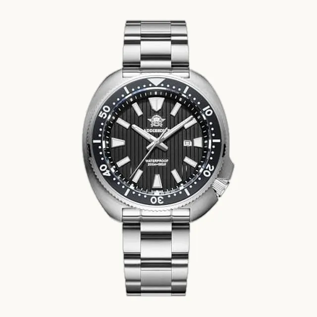 ADDIESDIVE - Reloj de buceo fino de 12 mm para hombre, vidrio de zafiro, impermeable, 200 m, con visualización de fecha