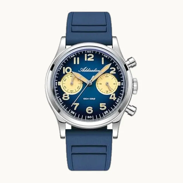 ADDIESDIVE - Reloj cronógrafo de 38 mm, resistente al agua, 100 m, analógico, luminoso, 2 subesferas, reloj deportivo de