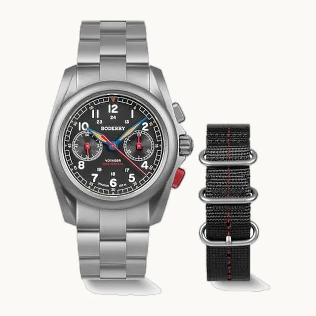 cronógrafo de titanio para hombre, reloj mecánico automático, vidrio de zafiro, resistente al agua, 200 m, Voyag