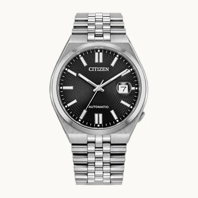 NK0020-55E TSUYOSA 60 - Reloj de pulsera para hombre (automático, 40 mm, acero inoxidable), color plateado y neg