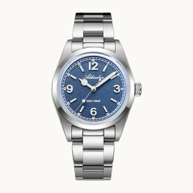 ADDIESDIVE - Reloj de pulsera para hombre, de 36 mm, de cuarzo, barrido, segundo, K1, de vidrio burbuja, luminoso, 100 m