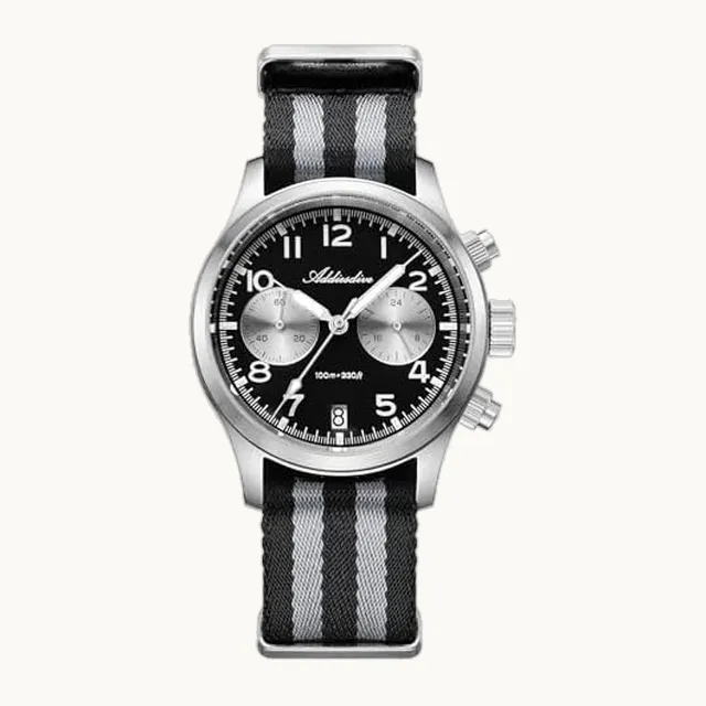 ADDIESDIVE - Reloj cronógrafo de 39 mm con esfera panda de cuarzo VK64, movimiento de zafiro sintético, superlume, 100 M