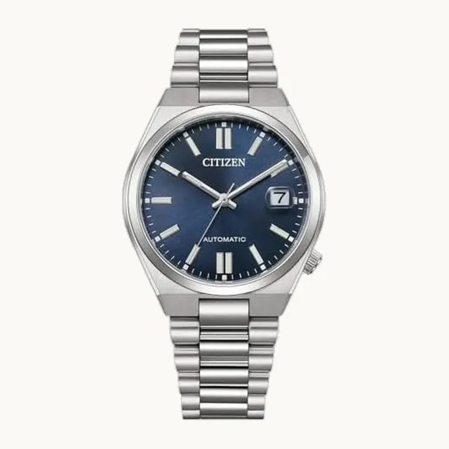 Tsuyosa NJ0200-50M - Reloj de pulsera mecánico unisex, 37 mm, acero inoxidable, esfera azul, cristal de zafiro