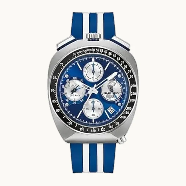 Racer Shelby Limited Edition 98B452 - Reloj cronógrafo para hombre (262 kHz, 43 mm, esfera azul, caja de acero, c