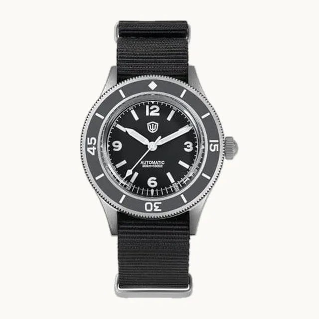Reloj de buceo para hombre, WD50Ti Titanium 50-Fathoms Reloj de pulsera automático NH35 de 40 mm, vidrio de z
