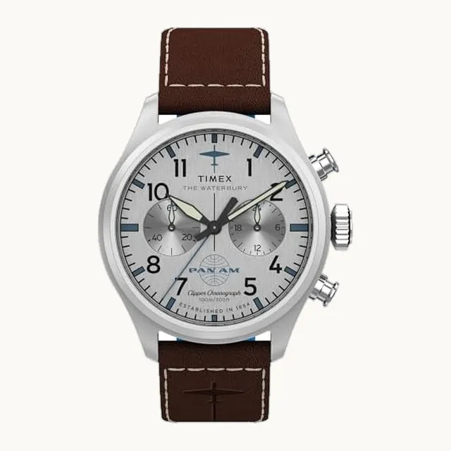 Waterbury - Reloj tradicional de 41 mm para hombre, color café de dos piezas, esfera plateada de liberación rápida