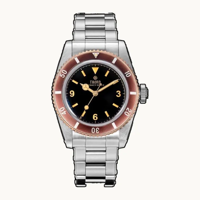 FTEOXLC Thorn 37mm Retro Diver Reloj automático para hombre, bisel de bronce de acero inoxidable PT5000, movimiento 200m